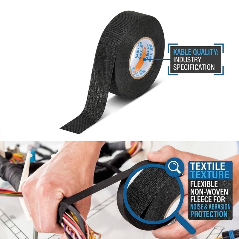 0.45mm Wide Fleece Automotive Wire Harness Tape 38mm Noise Damping Abrasion Resistance 25m Roll